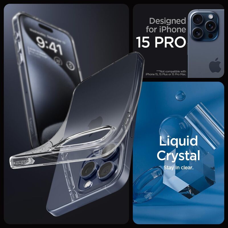 Spigen Liquid Crystal for iPhone 15 Pro case cover - Crystal Clear